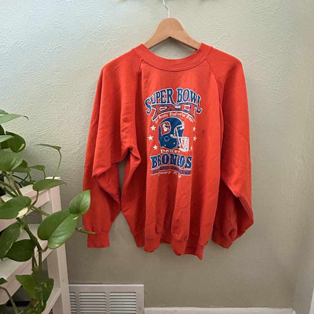 Vintage Denver Broncos Super Bowl XXII 1988 NFL Football Orange crewneck…